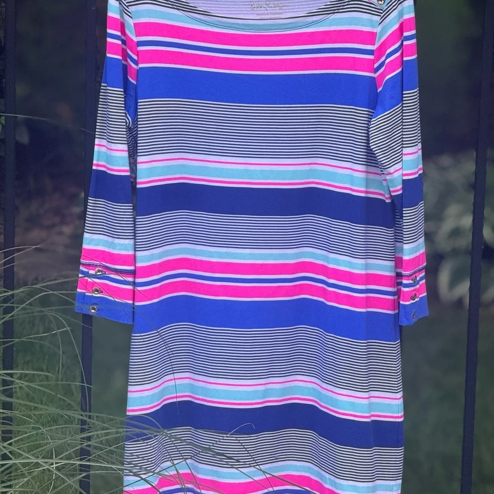 Lilly Pulitzer Pink and Blue Raglan Sleeve Dress - Picture 1 of 4
